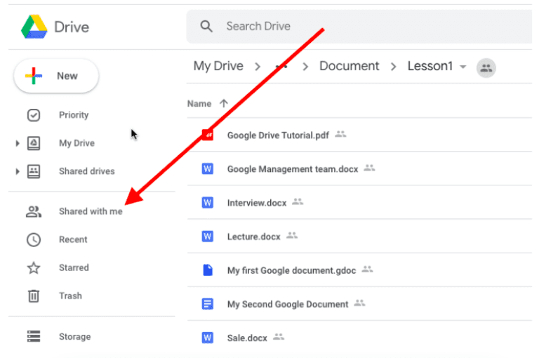 Google Drive Files Shared with Me